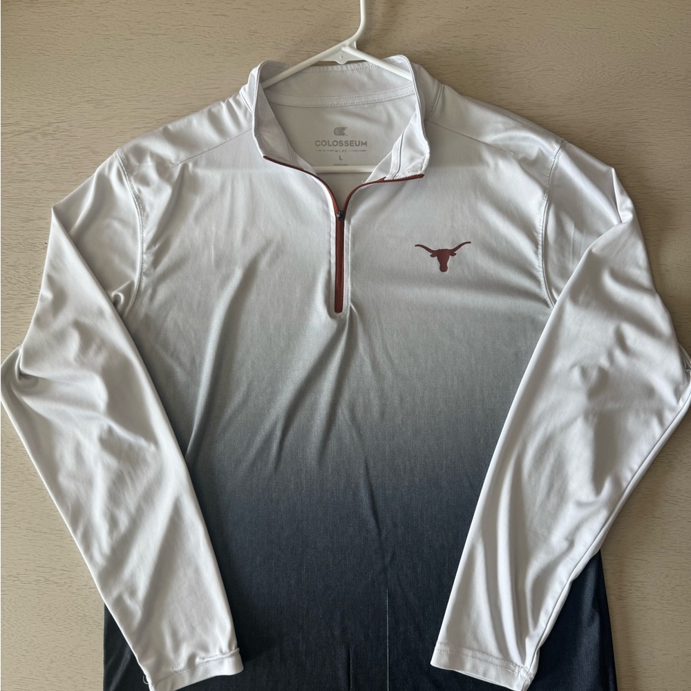 Colosseum Texas Longhorns White and Black Long Sleeve Quarter Zip